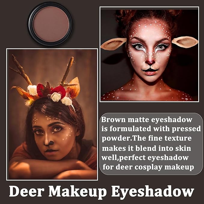 MEICOLY Ash-Brown Single Eyeshadow,Pressed Powder Matte Eye Shadow for Deer Cosplay Makeup,Halloween Smoky Eyes Makeup,Opaque Vegan Cruelty Free High Pigment Eyeshadow