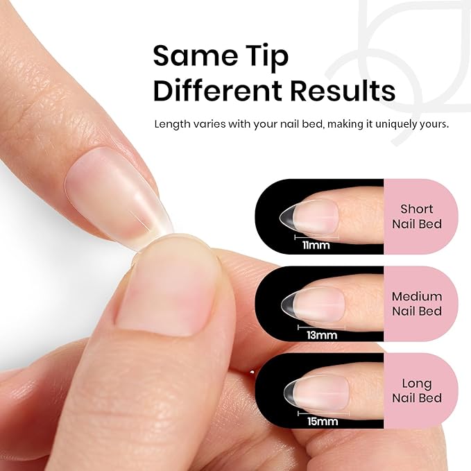 Beetles Short Almond Nail Tips - 288PCS 12 Sizes Full Matte Cover Pre-Etched & Pre-Shaped Soft Gel False Nail Tips Acrylic Nail Tips Nail Extension Tips for Gel Polish DIY Manicure