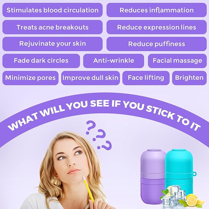 AURUZA Ice Face Roller Ice Roller for Face and Eye Puffiness Beauty Ice Face Roller Mold Tray Face Frosting Massage Beauty Skincare Tool for Brightening Lubrication Shrink Pore Removal Fine Lines…