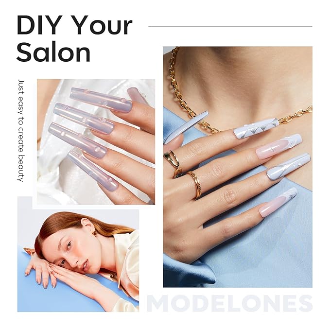 Modelones Long Square XXL Fake Nail Tips - 504Pcs Gel Tips Pre-shaped Half Matte Full Cover Clear Acrylic Gel Kit False Press on Nails for Extension DIY Salon 12Sizes