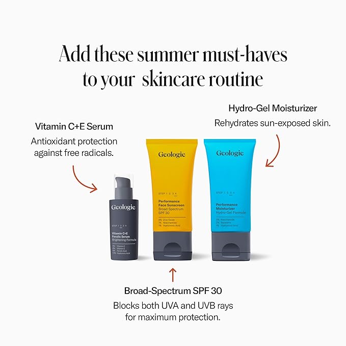 Geologie Broad-Spectrum Face Sunscreen SPF30 Moisturizer | Invisible, Ultra Light, Reef-Safe Daily Face Suncreen with Hyaluronic Acid and Niacinamide | 75ML | 100 Day Supply