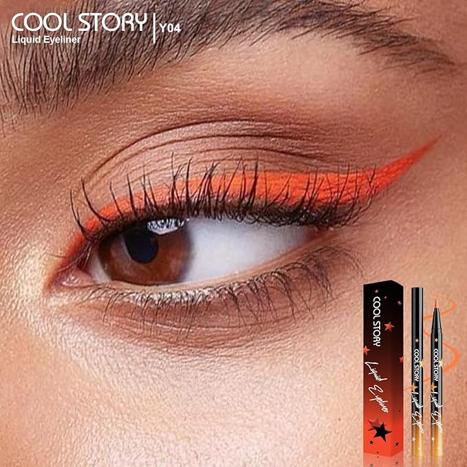 COOL STORY Liquid Eyeliner Waterproof Smudge Proof Eye Liner, 24H Long-Lasting, 0.6ml/0.02 fl.oz (Orange Red)