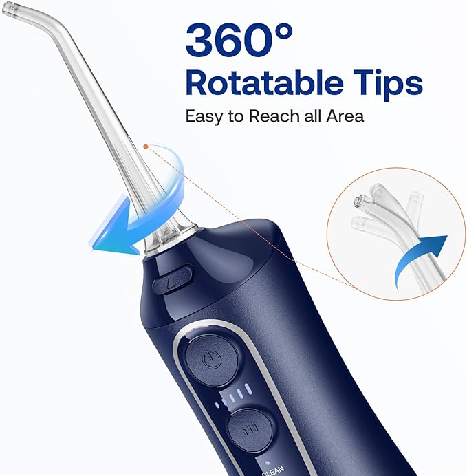 Bitvae C6 Cordless Water Flosser for Teeth Cleaning Picks, Portable Water Dental Flosser for Travel with 6 Jet Tips, IPX7 Waterproof USB Rechargeable Oral Irrigator Cleaner, Midnight Blue