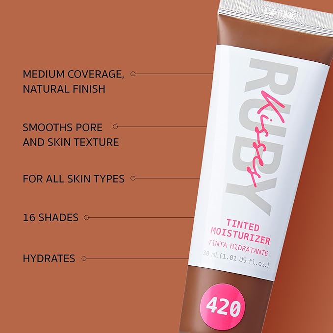 Ruby Kisses Tinted Moisturizer, Hydration, Calm & Revitalize Skin, Skin Perfecting, Blur Pores & Fine Lines, Natural Finish & All-Day Comfort Wear (Chestnut)