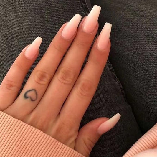 Hkanlre Coffin Press on Nails Medium Fake Nails Coffin Jelly Full Cover Ballerina Ndue False Nails for Women and Girls 24PCS