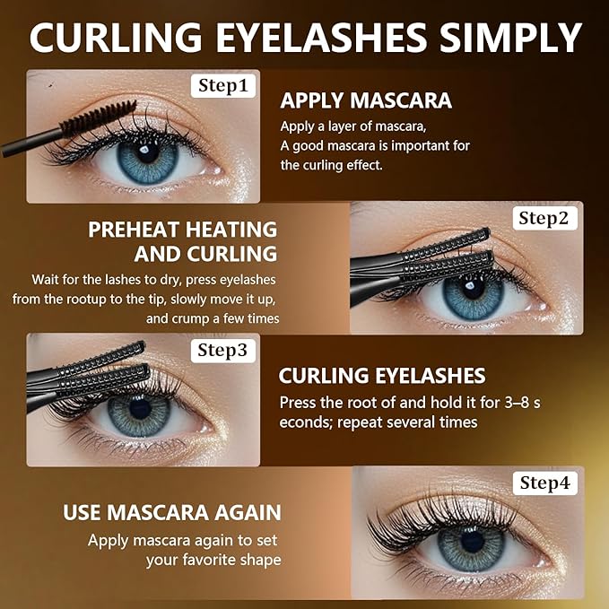 Heated Eyelash Curler, 2-in-1 Clip-Type Design, 3 Temperature Modes, USB Rechargeable Electric Eyelash Curler, Natural Curling 24H Long-Lasting Curl, Gift for Women & Girls, Brown Black DB