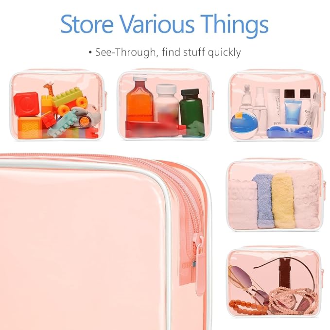 PACKISM TSA Approved Toiletry Bag - 3 Pack Clear Makeup Bags with Zipper, Water-resistant Clear Toiletry Bags for Traveling Holds Small Items, Fit Travel Essentials, 3 colors