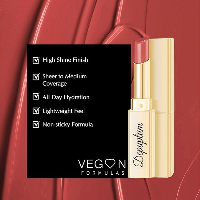 Nude Red Lipstick for Women Hydrate Lipstick Glossy Moisture Lip Gloss Sheer-Medium Coverage Shine Tinted Lip Balm for Dry Lips, DM97 Rose Nude