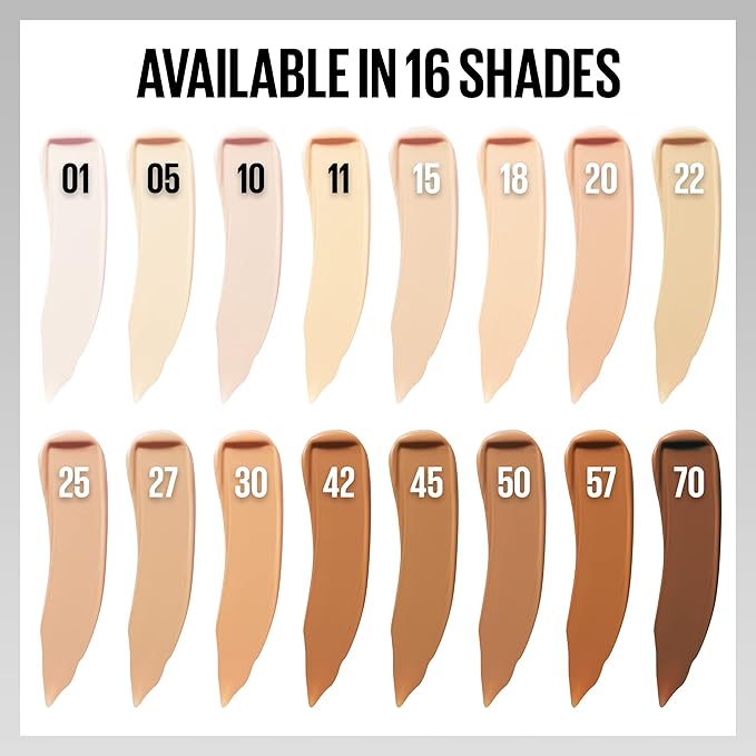 Maybelline Super Stay Liquid Concealer Makeup, Full Coverage Concealer, Up to 30 Hour Wear, Transfer Resistant, Natural Matte Finish, Oil-free, Available in 16 Shades, 22, 1 Count