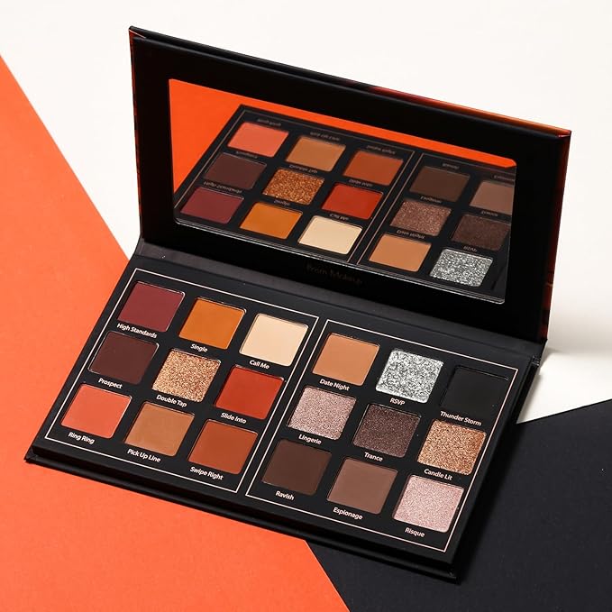 Prism Makeup Matte Eyeshadow Palette Pro 18 Colors Pigmented Shimmer Glitter Eye Shadow Palette, Long Lasting Waterproof Smokey Powder Cosmetics Halloween Makeup Kit (01# Seductress)