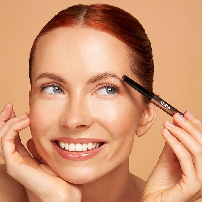 YENSA Super Brow Defining Sculpting Eyebrow Pencil - Micro Brow Pencil with Precision Tip & Spoolie - Smudge-Proof Eyebrow Liner Infused with 8 SuperOils - Auburn (0.01 oz)