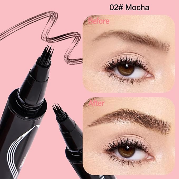 Eyebrow Pen, Waterproof Microblading Eyebrow Pencil for Women – Multi-Fork Precision Tip Creates Natural Hair-Like Strokes Brow Pencil, Angled Brow Brush Easy to Use & Long Lasting 02# Mocha
