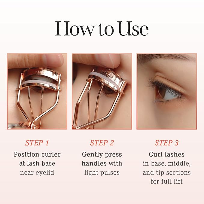 DEARDAHLIA Dream Eyelash Curler - Premium Volume-Up Curl, Wide Opening, Pinch-Free Design. Painless with Comfort Grip & 2 Silicone Refill Pads Included. Made in Korea