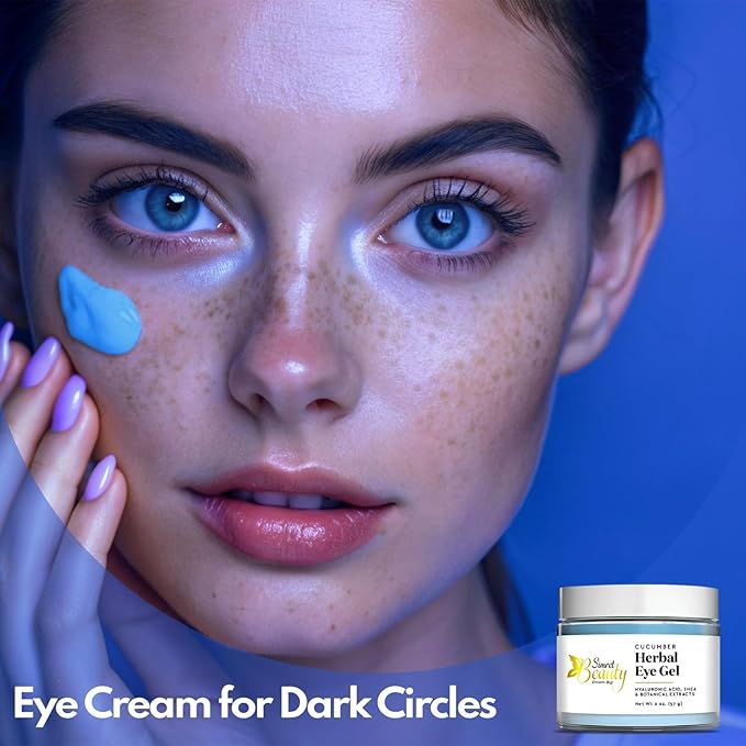 Eye Cream for Dark Circles, Anti-Aging Herbal Eye Gel with Hyaluronic Acid, Caffeine, Coffee, and Shea - Best for Puffiness, Wrinkles, and Fine Lines