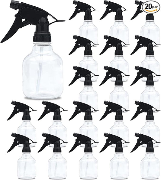 20 PCS 8 oz Spray Bottle Clear Plastic Spray Bottles with Adjustable Nozzle Empty Plastic Spray Bottle Bulk Water Spray Bottles for Kitchen,Beauty, Hair and Cleaning