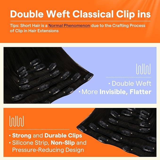 Full Shine Black Clip In Hair Extensions Real Human Hair #1b Natural Black To #8 Brown And #22 Light Blonde Clip In Extensions Black Ombre Invisible Hair 16 Inch 120g