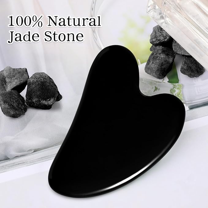 rosenice Jade Gua Sha Facial Tool: 2-Pack Face Sculpting & Massage Stone for Jawline Definition, Puffiness Reduction, Skin Care Tools for Men Women