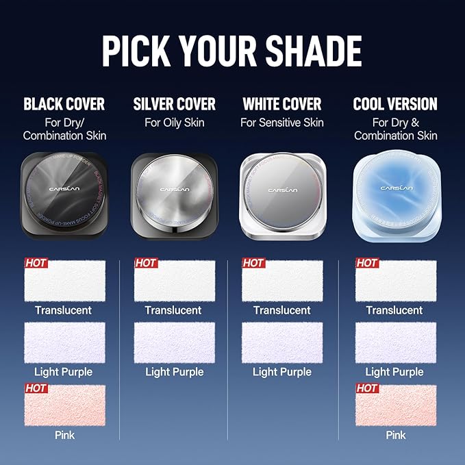 CARSLAN 2.0 Black Magnet Soft Focus Make Up Powder, Waterproof Loose Setting Powder, 24H Longlasting, Oil Control, Talc-Free Face Powder, Cool Version, 05 Pink For Dry&Com Skin, 0.28Oz