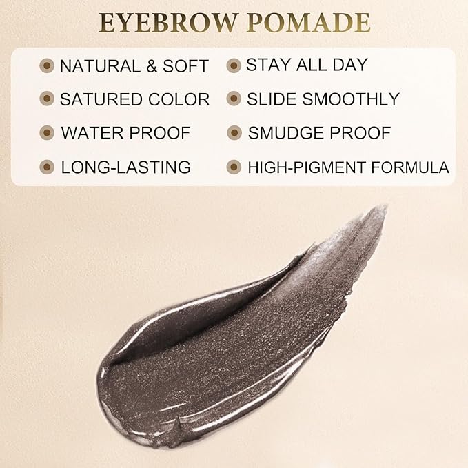 Eyebrow Pomade - Waterproof Brow Pomade for Long-lasting Results,Smudge Proof and Sweat Resistant Formula,Natural Eyebrow Makeup for All Skin Types and Tones - Dark Coffee