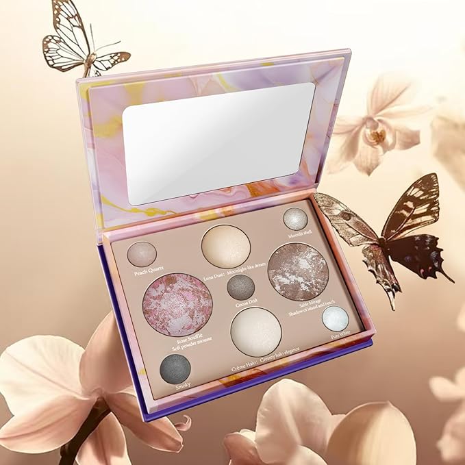 Baked Makeup Palette, Full Size 4-in-1 Face & Eye Compact with Bronzer, Blush, 2 Highlighters & 5 Eyeshadows, Highly Pigmented& Long-Wearing Formulas Travel-Friendly Beauty Essential