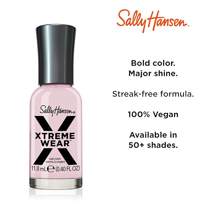 Sally Hansen Xtreme Wear, Rose Water, Nail Polish, Doesn't Chip, Beautiful Colors, Long Lasting, Fade Resistant, Easy to Apply, 0.4oz (Pack of 2)