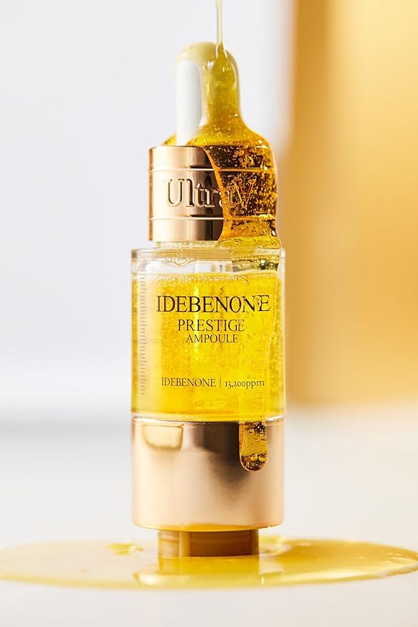 Ultra V Idebenone Prestige Ampoule, 1Vial, Anti-Aging Antioxidant Serum, 0.34 fl oz Each - Antioxidant, Anti Wrinkle, Smoothes, Softens, Hyaluronic Acid, Peptides