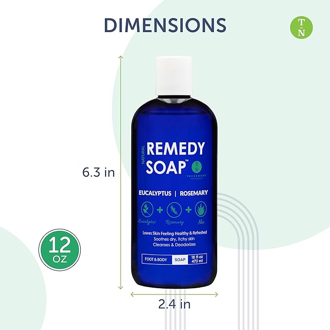 Truremedy Naturals Eucalyptus Rosemary Body Wash - Therapeutic and Relaxing Body Wash for Men and Women - Hydrating and Soothing Shower Gel - Organic Eucalyptus, Rosemary, Jojoba, Aloe - 12oz