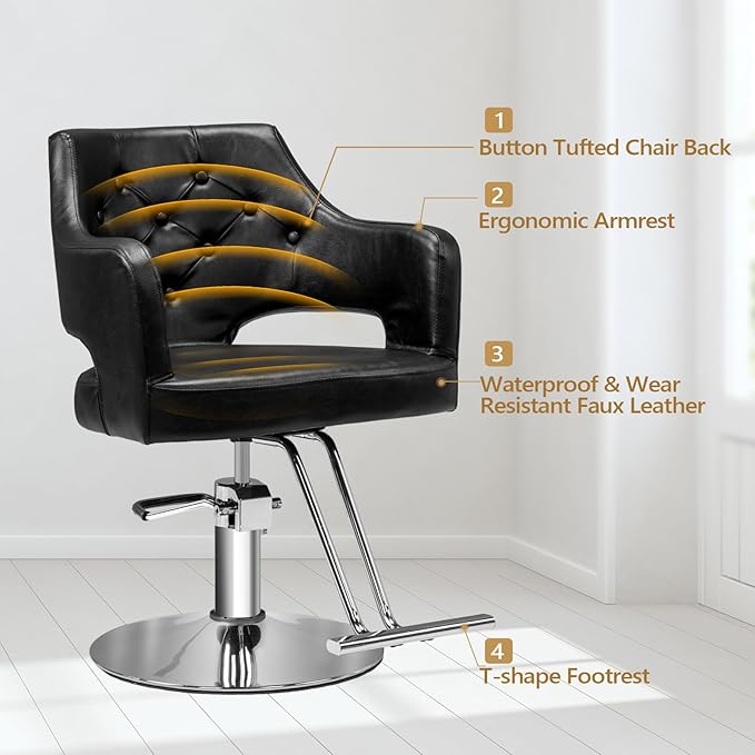 OmySalon Hair Salon Chair Hydraulic Barber Chair for Home Barbershop, Styling Chair for Hair Stylist Heavy Duty, Hairdressing Beauty Spa Equipment