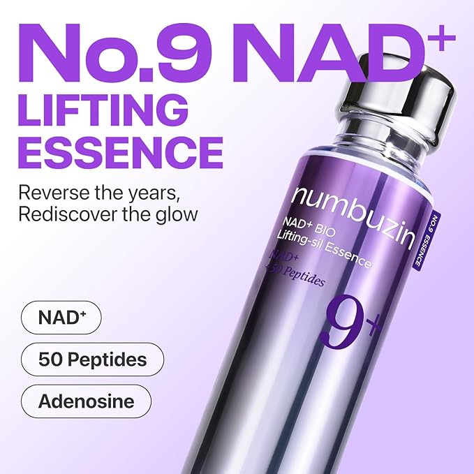 numbuzin No.9 Essence | NAD+ BIO Lifting-sil Essence | Firming, Reduce Wrinkles, Fine Lines | Peptides, NAD+ | Serum for Sagging, Aging, Dull Skin | 1.69 fl. oz.
