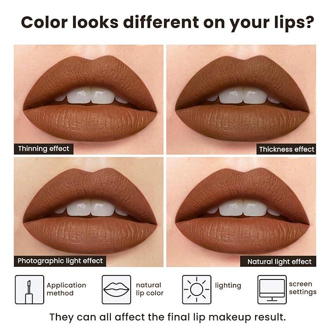 Brown Red Liquid Lipstick Matte Long Lasting Smudge-Proof, Non-Stick Cup, Transfer-Resistant Lip Color,Waterproof, Non-Transfer Formula (Graceful Glow)