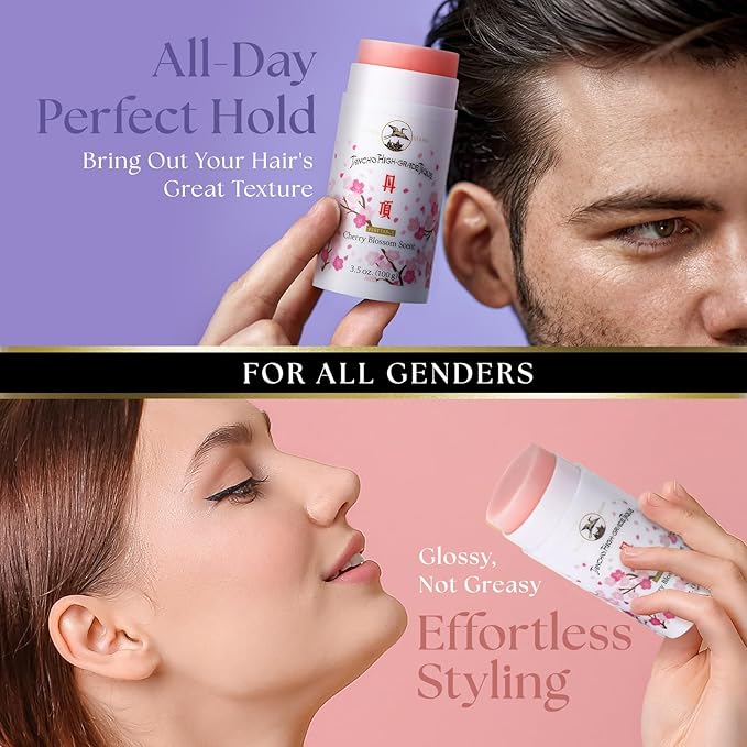 GATSBY Tancho Hair Styling Wax Stick Japanese Cherry Blossom Scent 3.5 ounce (100 grams) All Hair Types, Special Edition High-Grade Plant-based Pomade Tique Mandom Japan
