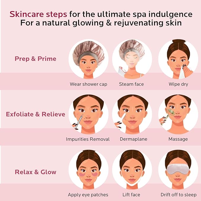 Colorfarm Facial Steamer Skin Care Set: Face Steamer Home Spa Kit Deep Cleaning Unclogs Pores with 6 Skin Care Tools - Spa Relaxing Self Care Gifts for Women (Ultimate Spa Relaxation Kit)