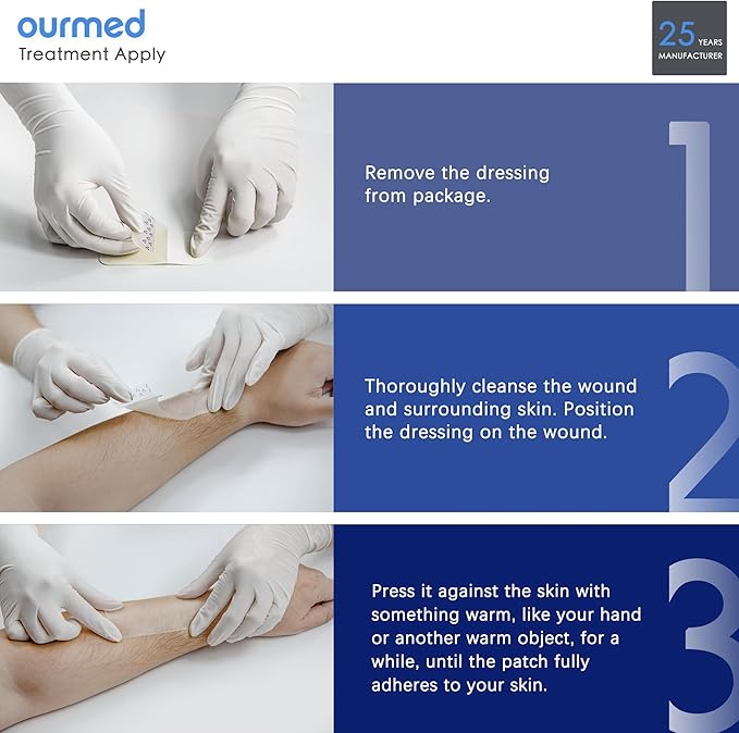 Hydrocolloid Bandages 2" x 4", 10 Pack Wound Dressing with Self-Adhesive, Fast Healing Patch for Bed Sore, Burn, Blister, Acne Care, Superficial Wound