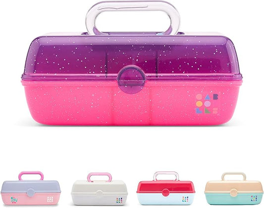 Caboodles Pretty in Petite Makeup Box, Hard Plastic Organizer Box, 2 Swivel Trays, Fashion Mirror, Secure Latch for Safe Travel