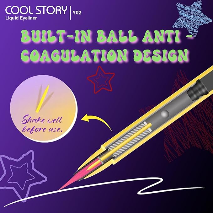 COOL STORY Liquid Eyeliner Waterproof Smudge Proof Eye Liner, 24H Long-Lasting, 0.6ml/0.02 fl.oz (Green)