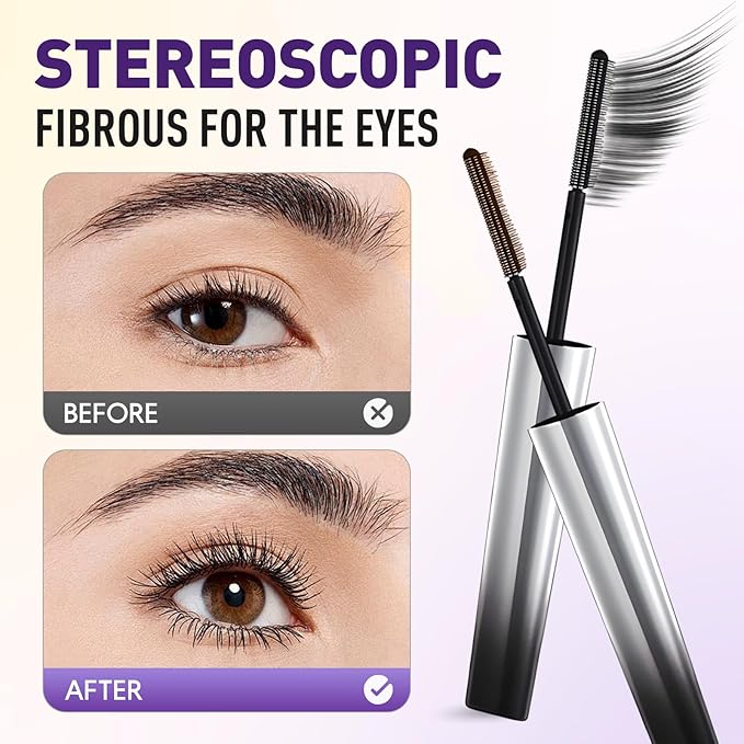 Iron Wand Mascara, 2025 New Metal Mascara Wand, 3D Washable Metal Mascaras, Waterproof & Smudge-Proof Long-Lasting Curling Eyelash Iron Mascaras with No Flaking (Black)