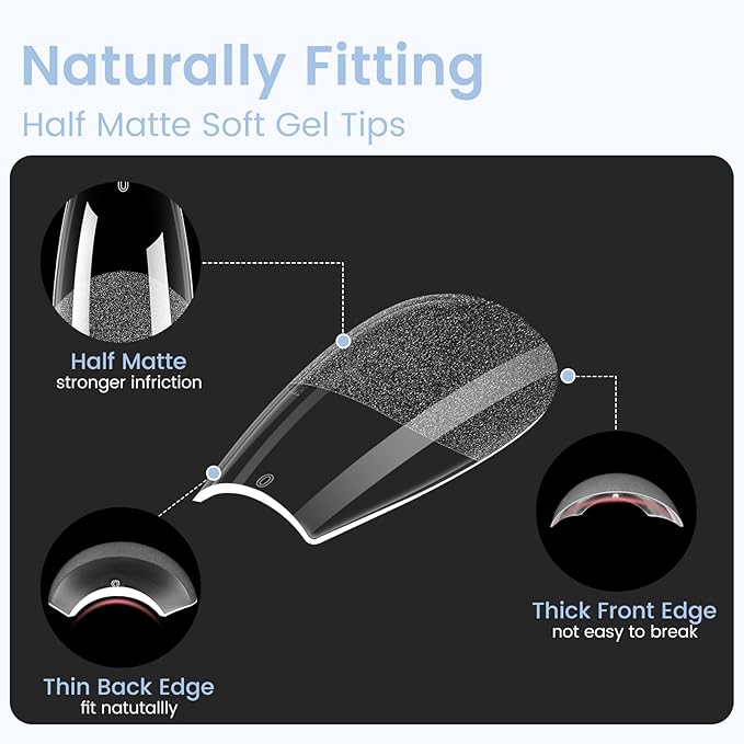 Nail Tips Medium Coffin: 504PCS Soft Gel Medium Coffin Press On Nails, 12Sizes Pre-shaped Acrylic Nail Extension Full Cover for Girls Women Home Salon