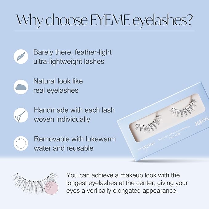 EYEME Eyelash x Artist Collaboration NO.12 Cute Accent – 5 Set Pack, Short Wispy False Eyelashes, Artist-Designed Cat Eye Lashes for a Subtle & Elegant Look, Genuine Korean Product