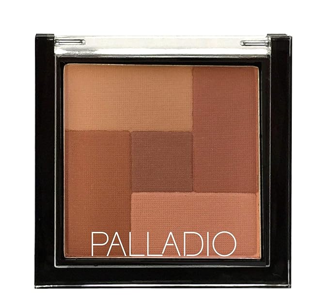 Palladio 2 In 1 Mosaic Powder Blush and Bronzer Silky Smooth Face Makeup Pressed Five Color Hues from Shimmering Pinks to Golden Browns Rich Pigmented Shades Flawless Finish, Spice, 0.28 Oz