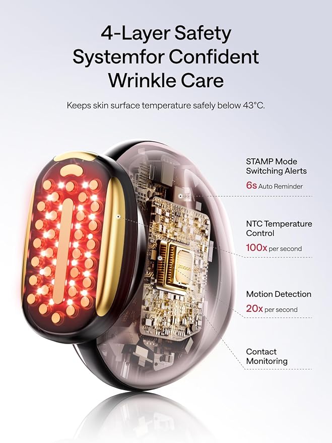 JMOON Microcurrent Facial Device, M30U Red Light Therapy for Face, Safe Anti Aging Skin Care, 4 Modes, 5 Energy Levels for Full Face Lift and Ideal for Smile Lines, Eyes, and Forehead (Pink)