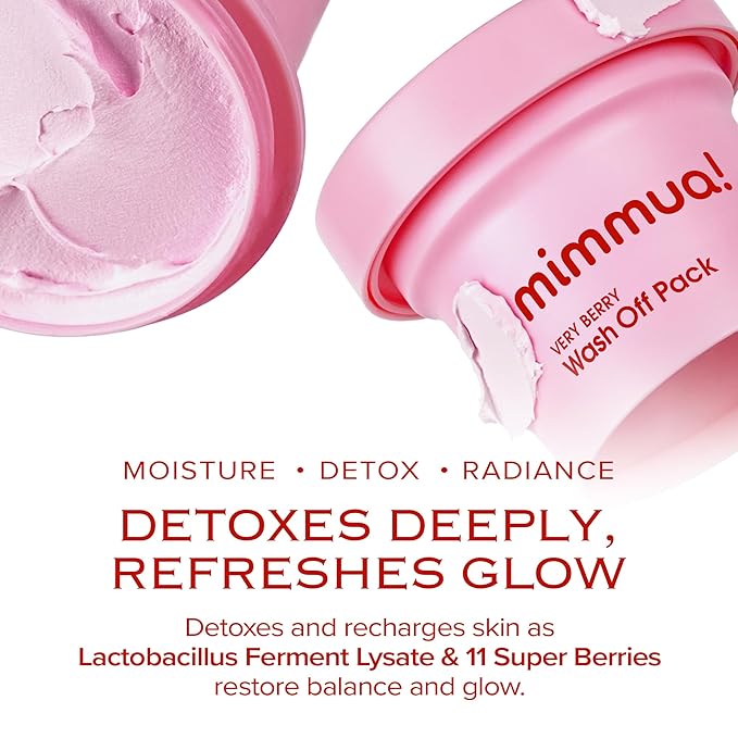 Very Berry Wash Off Pack | Korean Sauna Face Mask | Berry Complex + Fermented Ingredients for Skin Barrier | Instant Glow Up Effect | Whipped Cream Pack for Textured, Dry Skin 3.38 FL OZ