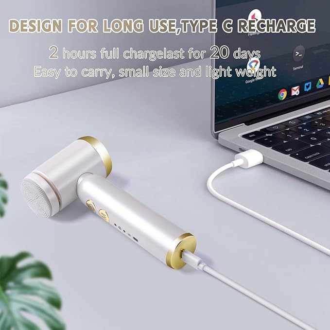 Landmore Facial Cleansing Brush, 8 in 1 Spin Face Wash Brush Rechargable Waterproof Face Scrubber with 6 Brush Heads, 3 Speeds for Deep Cleansing, Exfoliator, Thermal & Cold Massager Skin Care, White