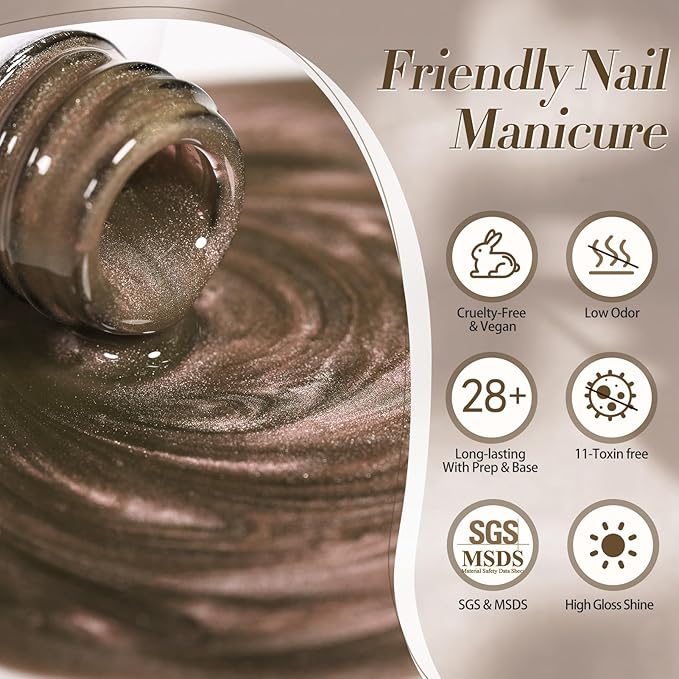 BORN PRETTY Magnetic Gel Nail Polish Water Light Cat Magnetic Eye Gel Brown SaU Vage Jelly Glass Crystal Magnetic Gel Polish Glitter Shimmer Auroras Magnetic Gel Nail Art Manicure Kit 6PCS