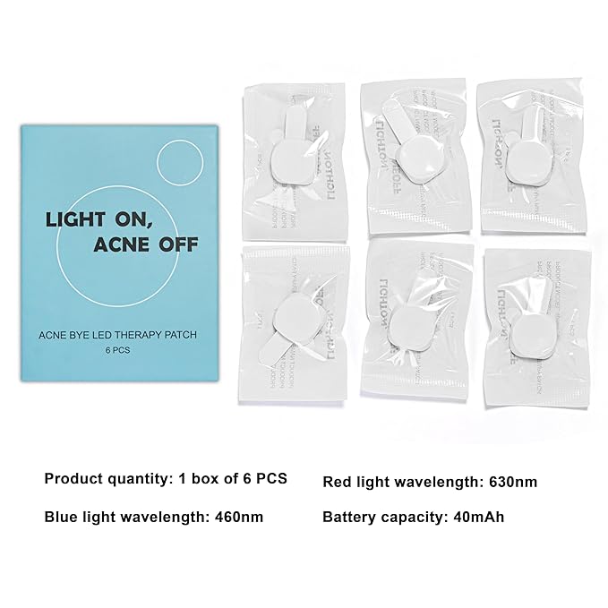 Elitzia Red Light Therapy Electronic Patch 6-Pack Reusable Hydrocolloid Patch Reduce Blemish Unclog Pores Skin Care for Sensitive Skin Home Use ETEAP6