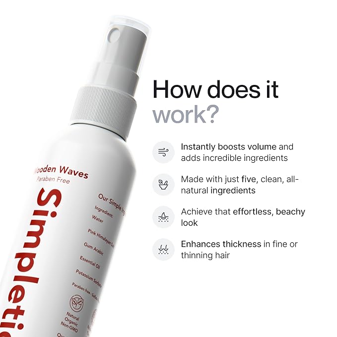 Himalayan Sea Salt Spray for Hair - All Natural, 5 Ingredient Texturizing and Volumizing Product - Beach Look To Add Volume & Texture - Unisex - 240ml