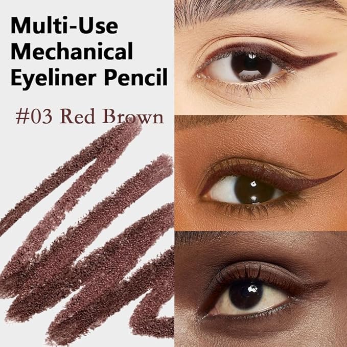 Kaely Red Brown Gel Eyeliner Pencil, Smooth Eye Liner Waterproof Smudge Proof, Built in Sharpener, Long Lasting Eye Makeup, Vegan & Cruelty-Free, 03