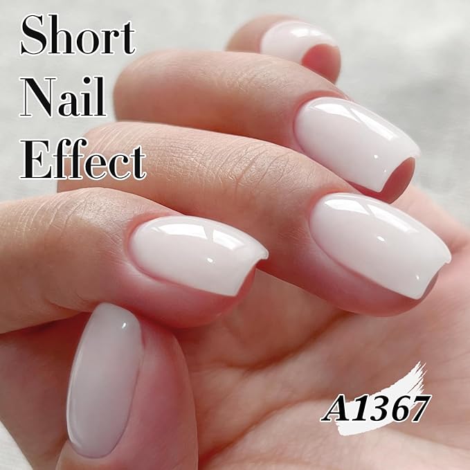 Double Rhythm Translucent Gel Polish Sheer Neutral Natural Light Milky Same Color Same Bottle 15ML Jelly Nail Polish Nail Art DIY at Home (Milky White-A1367)