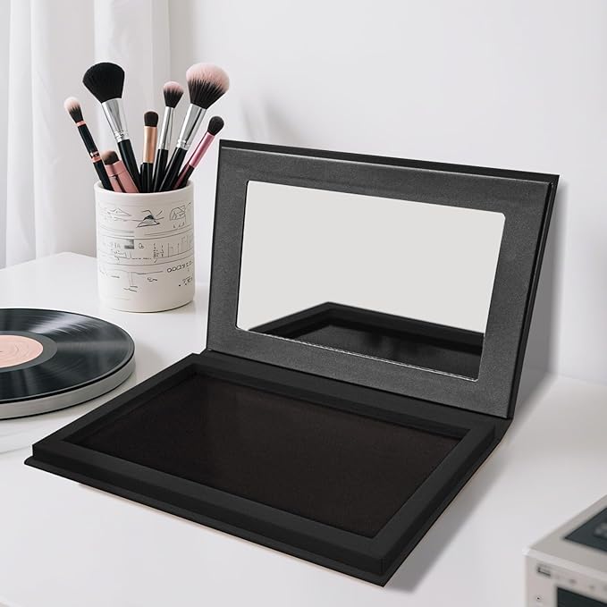 Magnetic Empty Eyeshadow Palette, Makeup Pans Organizer With Mirror Inside, 3D Frosted Finish Art Paper Palette (Cosmic Mystery)