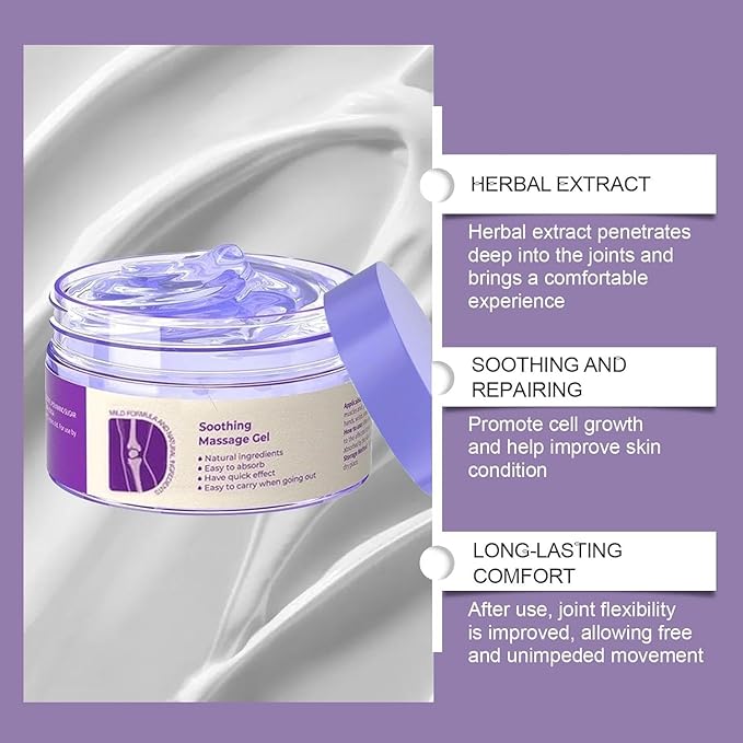 2 PCS Soothing Relief Massage Gel, Joint Gel Purple Gel Cooling Soothing Knees, Lumbar, Neck, Back, Shoulders, Hands, and Feet