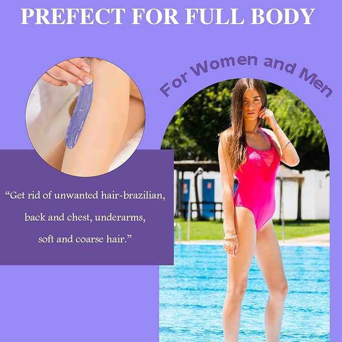 PURPLESKY Wax Beads, 3.3LB Painless Coarse Hard Wax Beads Bulk for Hair Removal, Stripless Long-lasting Waxing Beads for Brazilian Bikini, Leg, Chest, Back, Lavender Scent